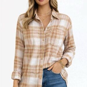 American Eagle Outfitters Oversized Flannel Button-Down Shirt, XL NWT
